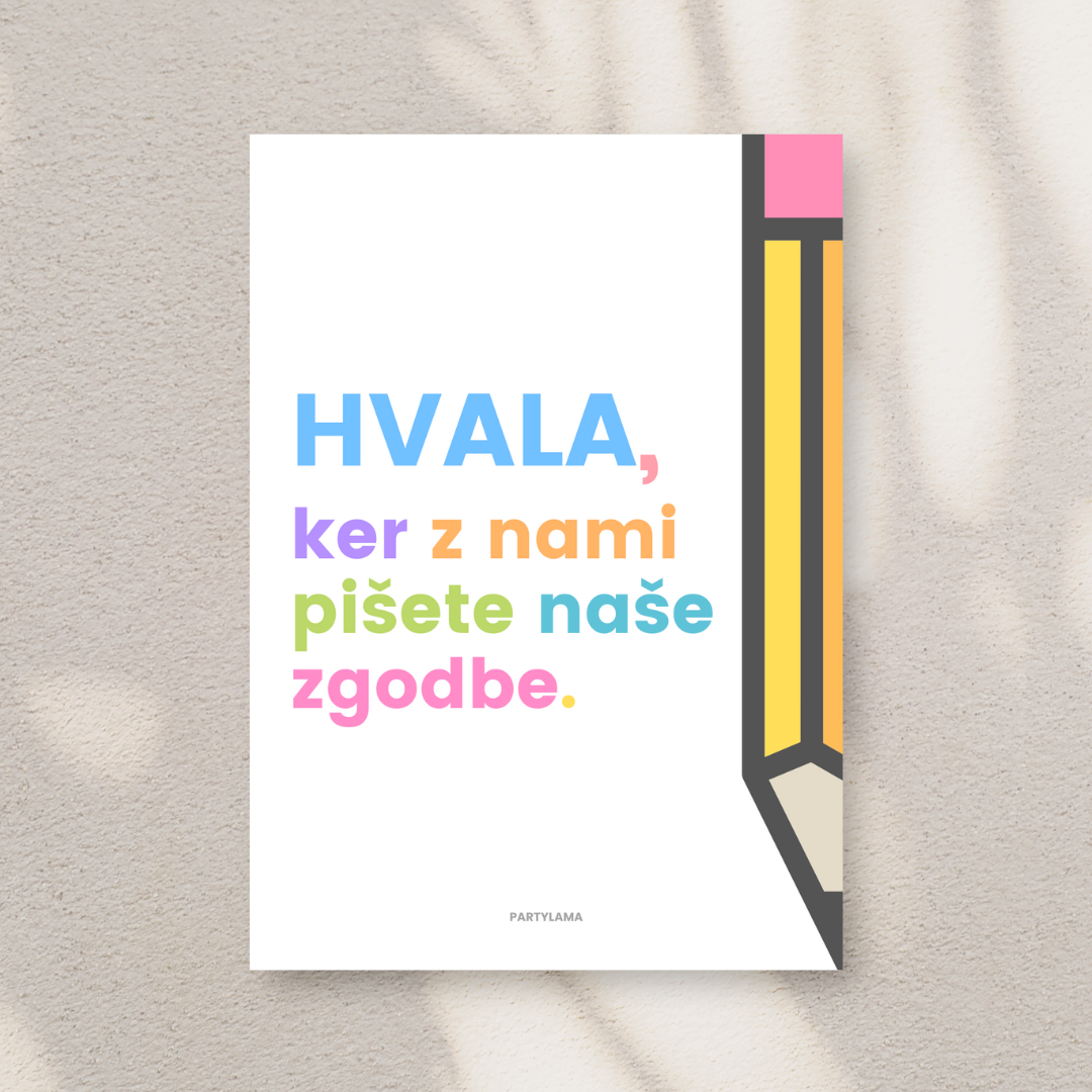 Kartica - Hvala, ker z nami pišete naše zgodbe