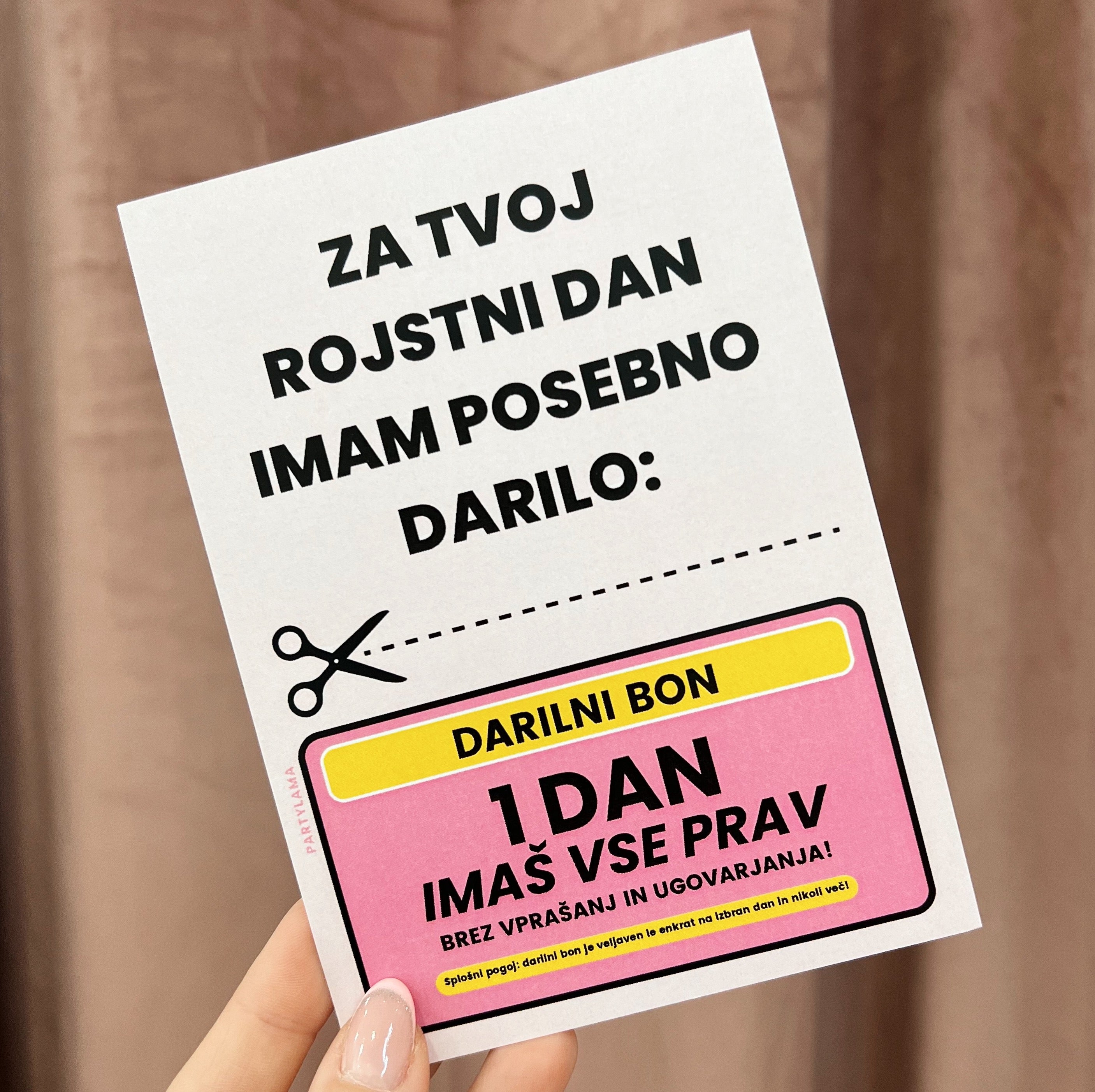 Kartica - Bon 1 dan imaš vse prav (pink)
