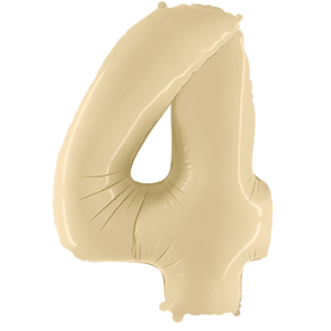 Balon številka - 4, Satin Cream (bež), 102 cm
