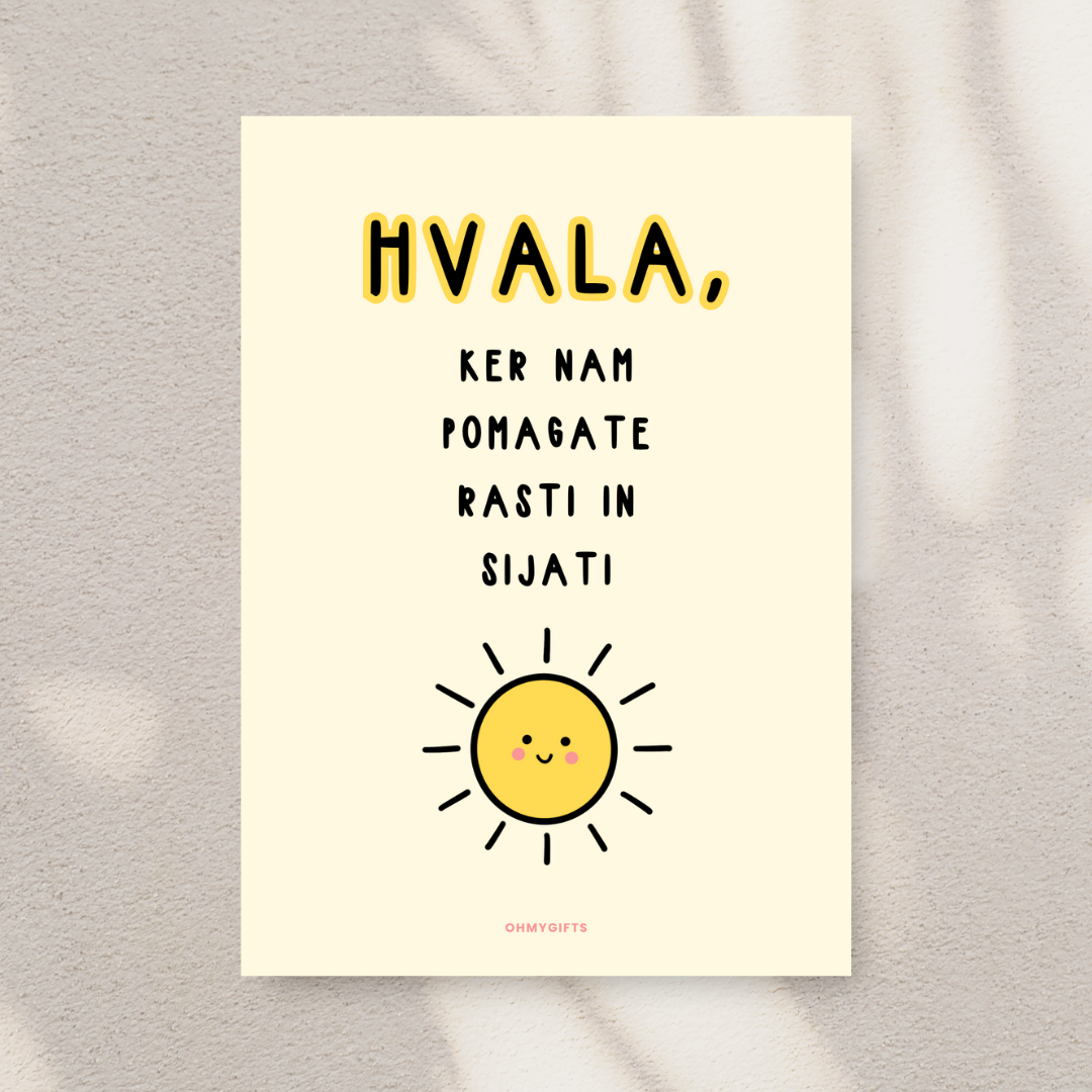 Kartica - Hvala, ker nam pomagate rasti