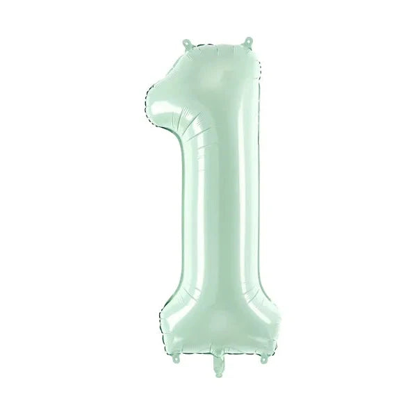 Balon številka - 1, pastelno zelena, 72 cm