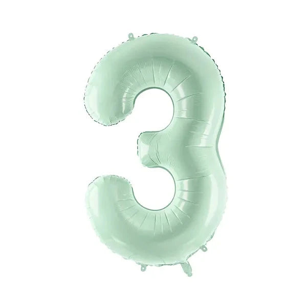 Balon številka - 3, pastelno zelena, 72 cm