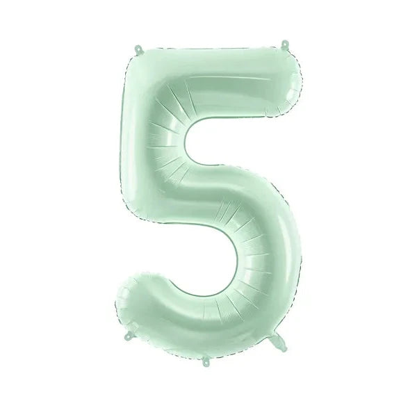 Balon številka - 5, pastelno zelena, 72 cm