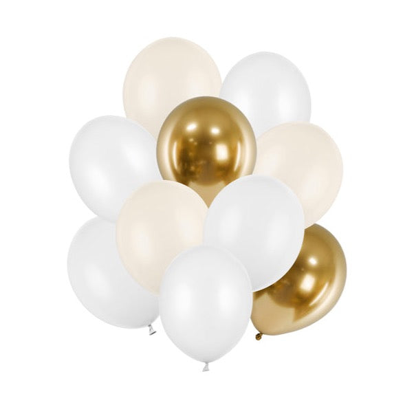 Paket balonov - White & gold, 10 kos