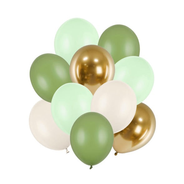 Paket balonov - Olive & gold, 10 kos