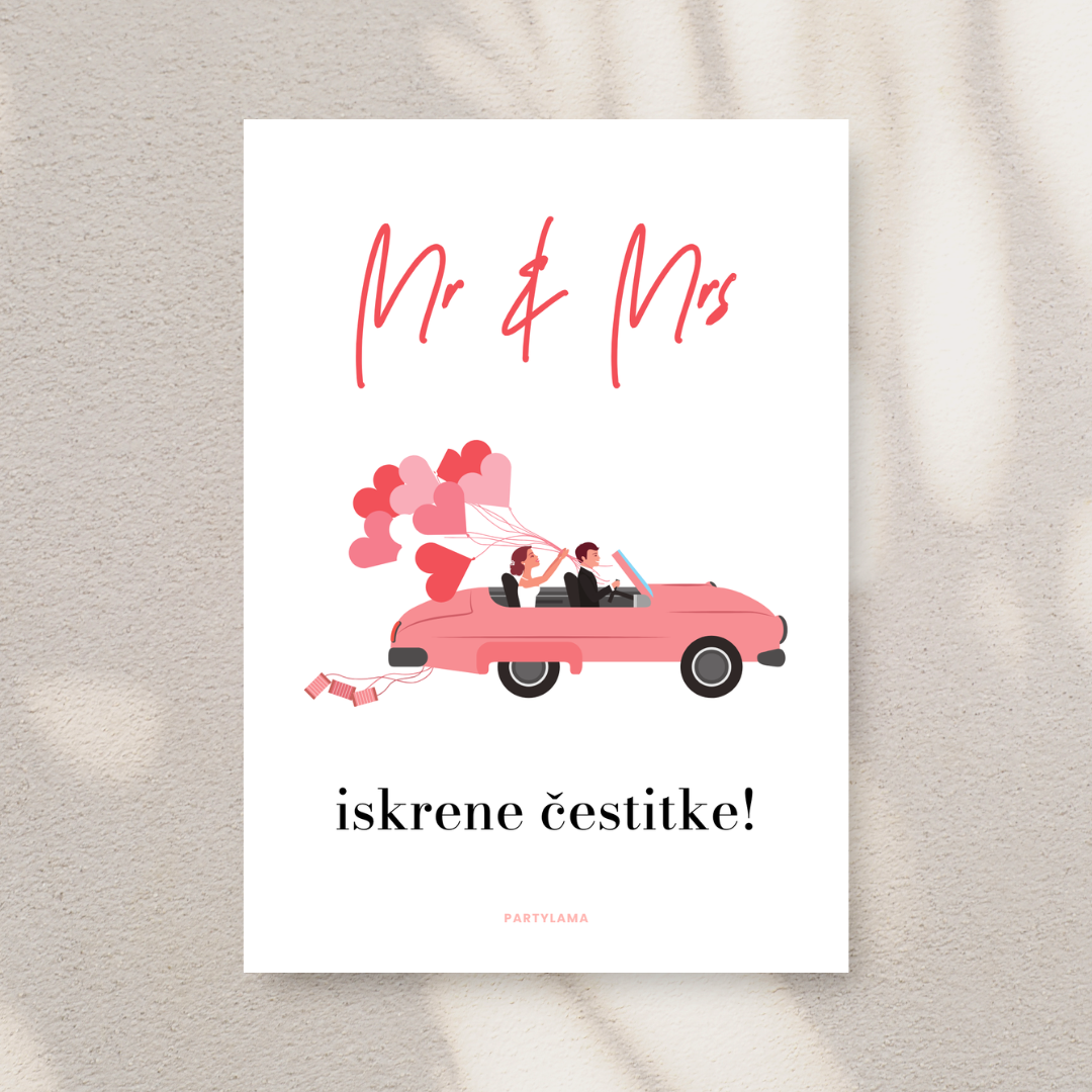Kartica - Mr & Mrs čestitke