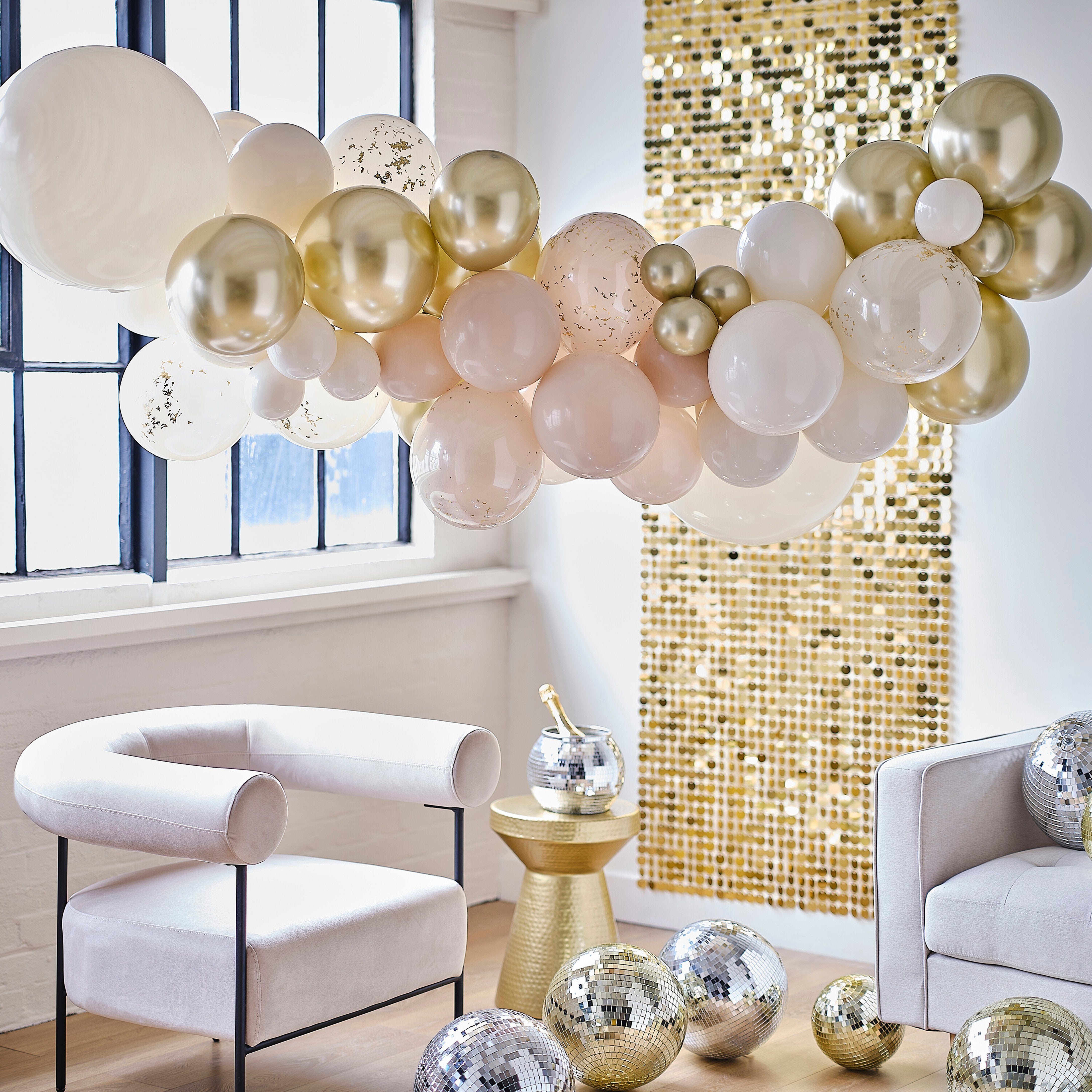Lok iz balonov Ginger Ray - Gold & Neutral