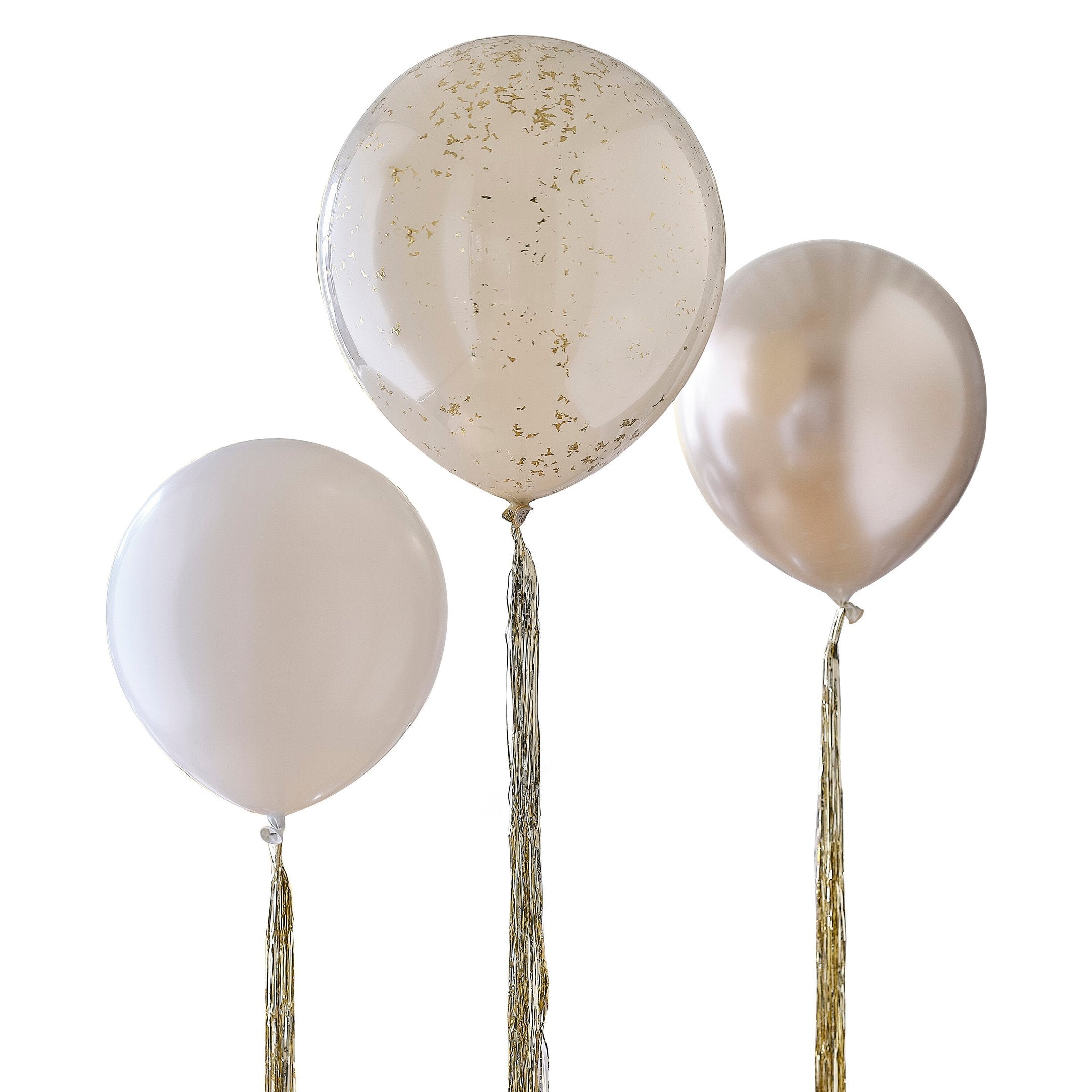 Helij baloni s konfeti Ginger Ray - Neutral & gold z zlatimi repki