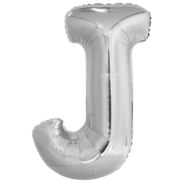 srebrna črka balon J