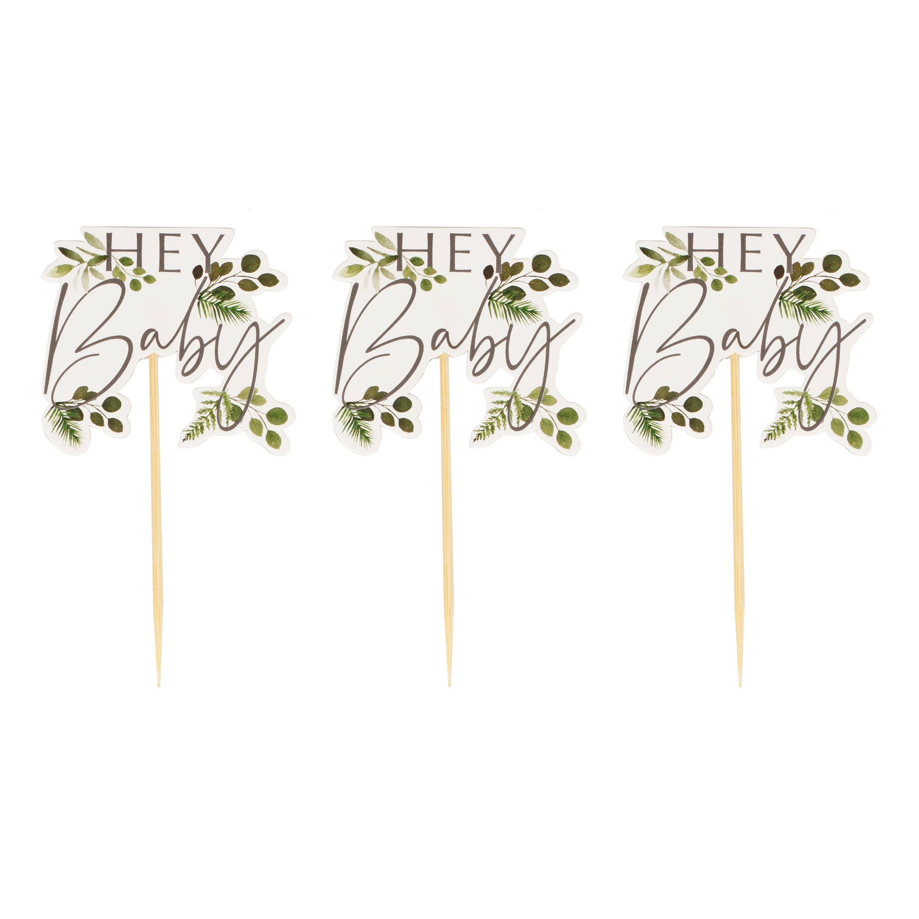 Cupcake toppers Ginger Ray - Hey Baby Botanical, 12 kos