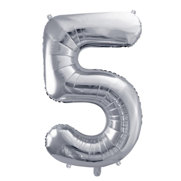 balon številka 5 srebrn