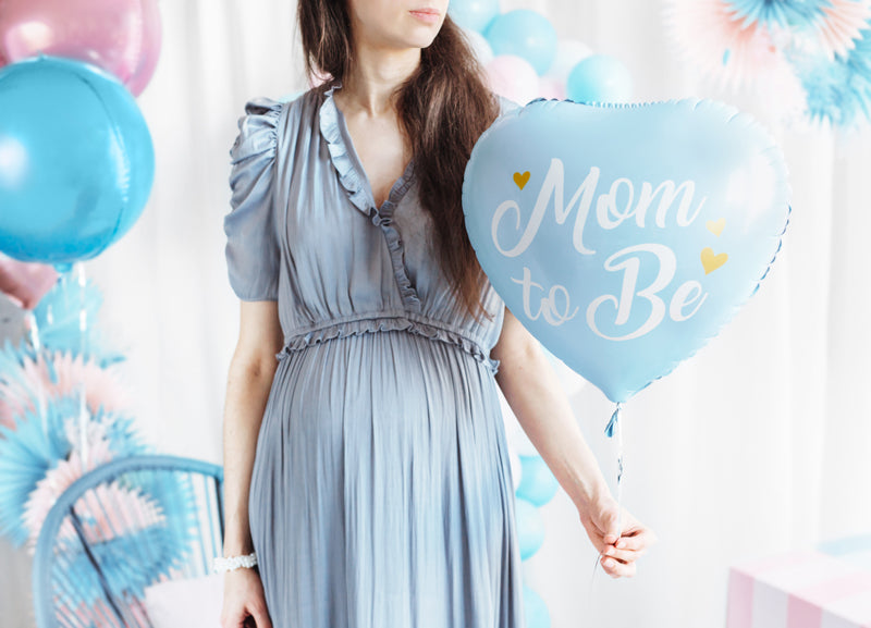 Balon folija - Mom to be srček moder 45 cm