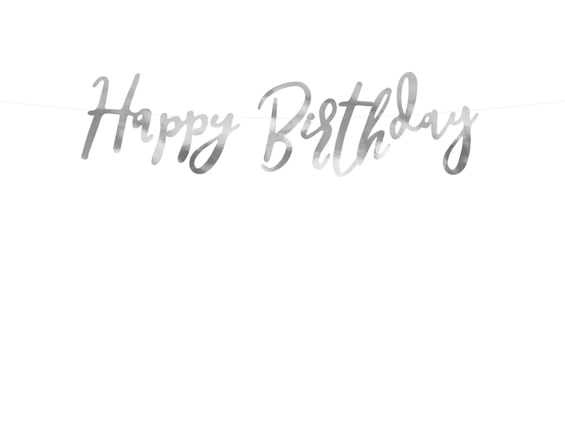 Banner viseč napis Happy Birthday srebrne barve, dekoracija za najboljšo rojstnodnevno zabavo.