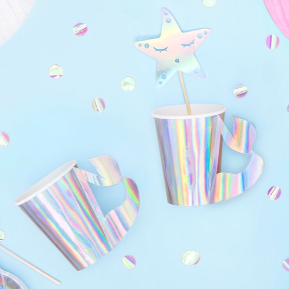 Papirnati kozarci morska deklica, mavrični, morska tematska zabava