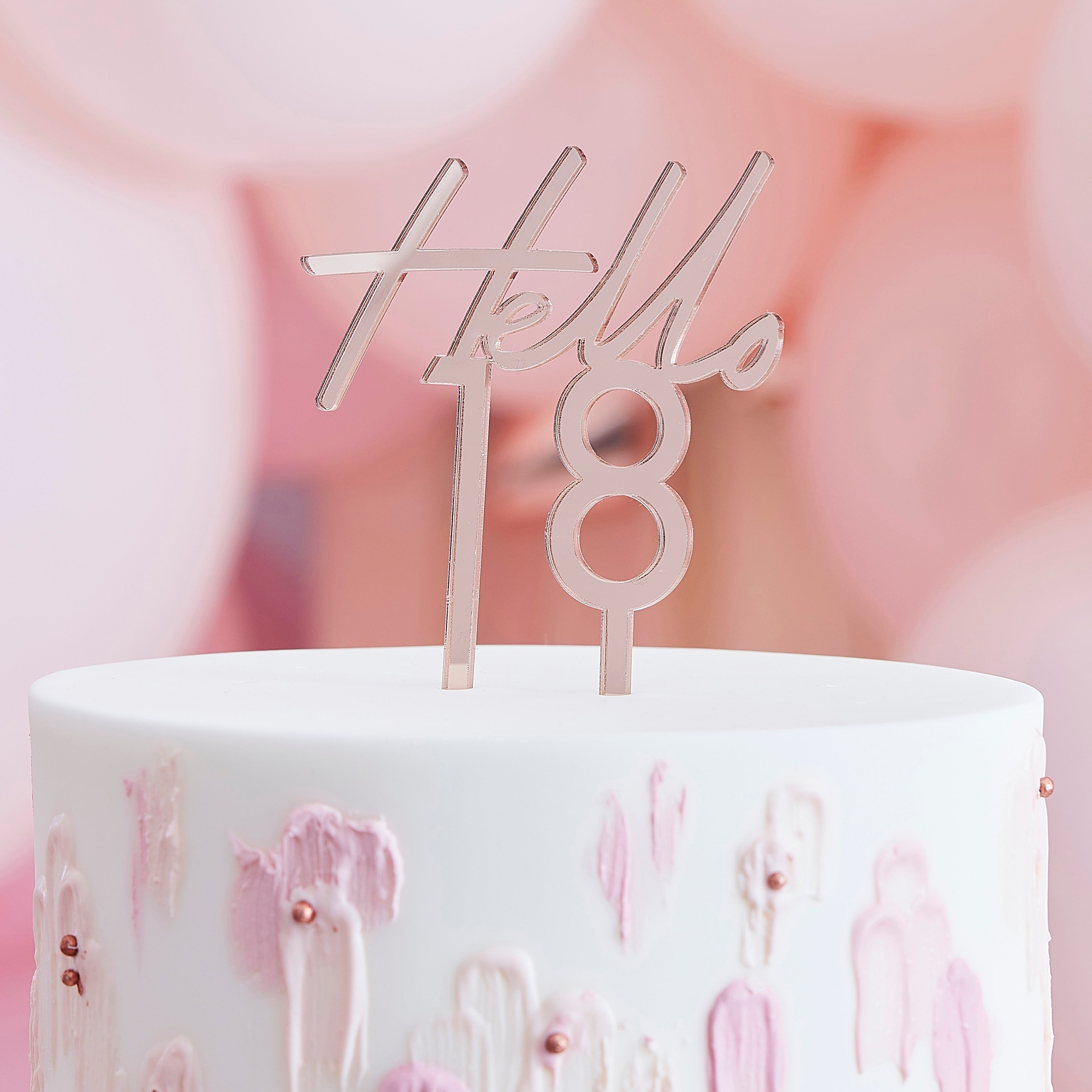 Cake topper Ginger Ray - Hello 18, rose gold