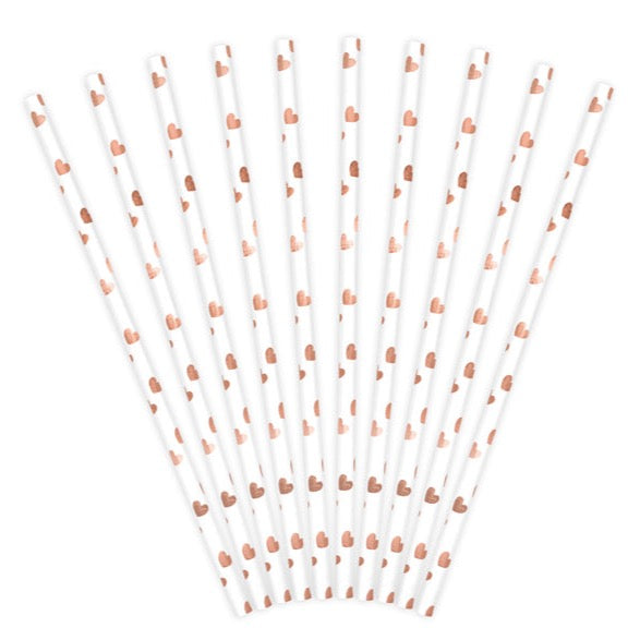 Papirnate slamice - Hearts, rose gold