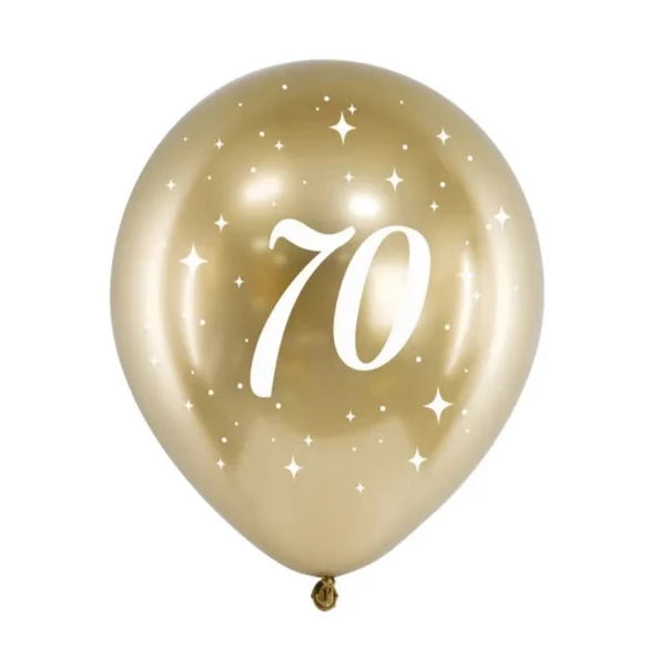 Glossy Baloni - Zlati s tiskom 70, 6 kos.