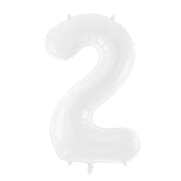 Balon številka - 2, sivkasto bel, 86 cm