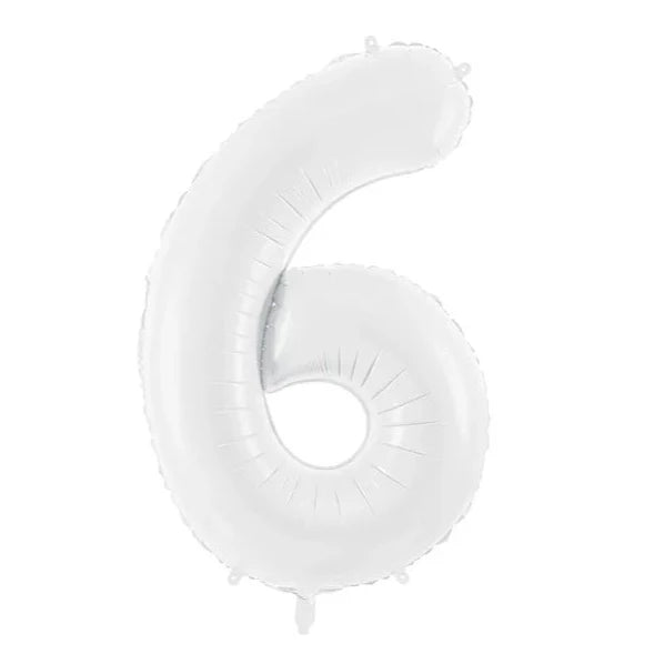 Balon številka - 6, sivkasto bel, 86 cm