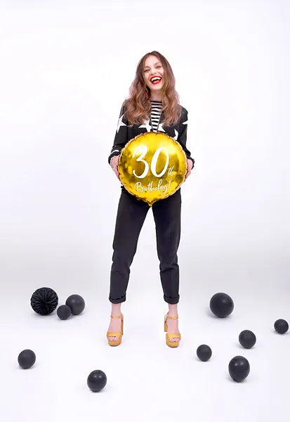 Balon folija - 30th birthday, zlat