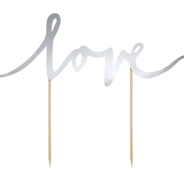 Cake topper - Love, srebrn