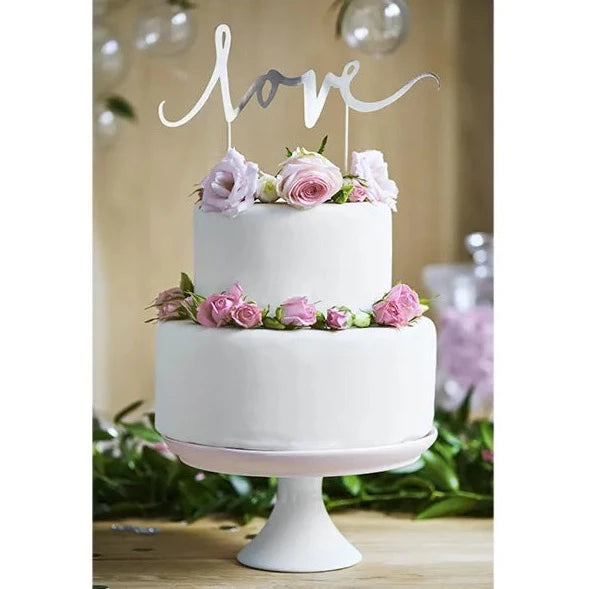 Cake topper - Love, srebrn