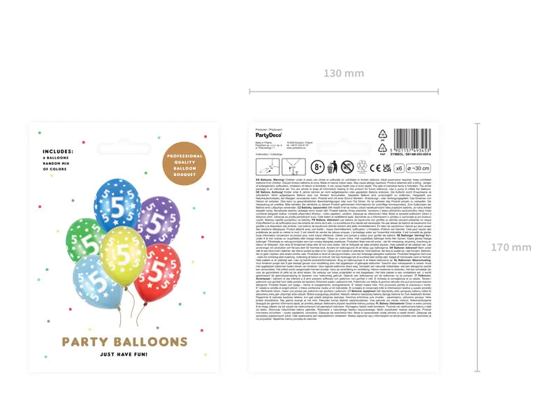 Metallic Baloni - 5 let, 6 kos