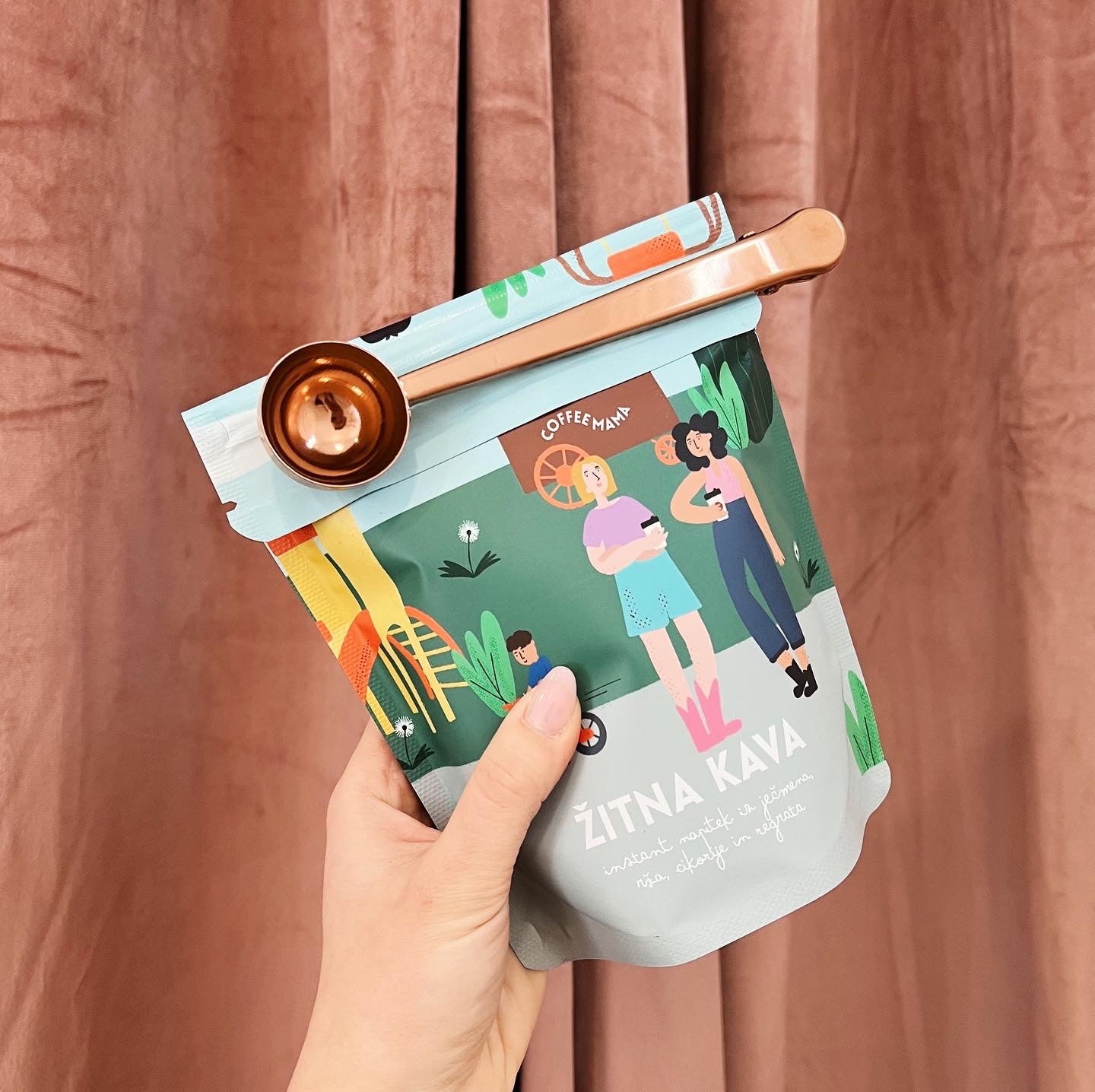 Kavna žlička s sponko - Rose Gold