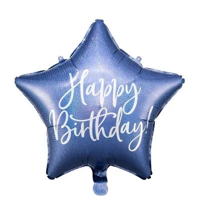 Balon folija Zvezda - Happy birthday, modra