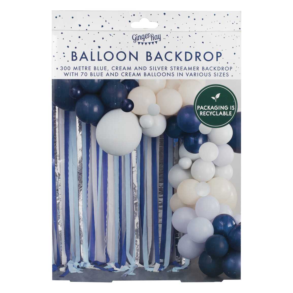 Lok iz balonov Ginger Ray - Blue, Cream & Silver