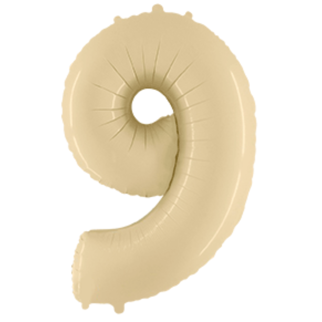 Balon številka - 9, Satin Cream (bež), 102 cm