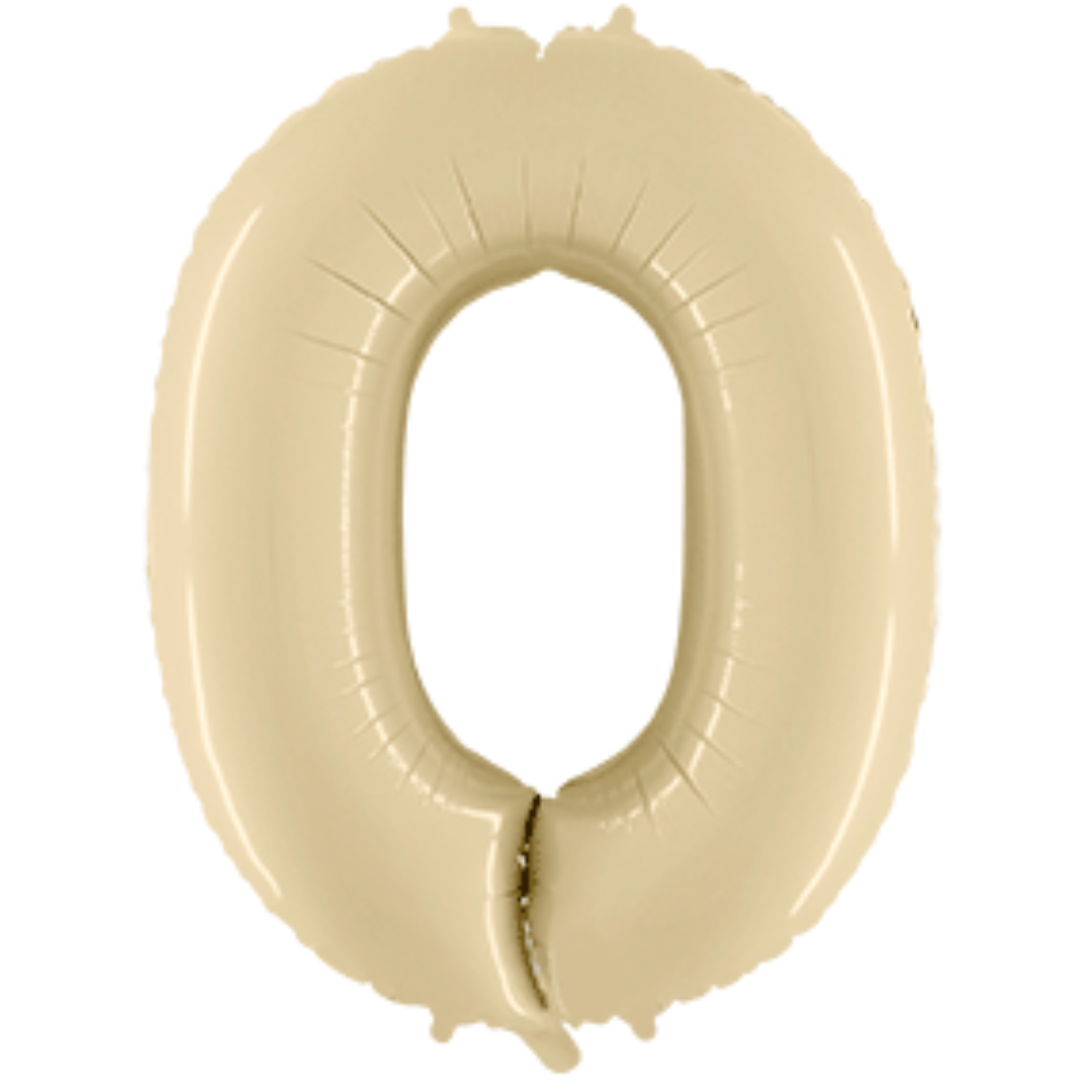 Balon številka - 0, Satin Cream (bež), 102 cm