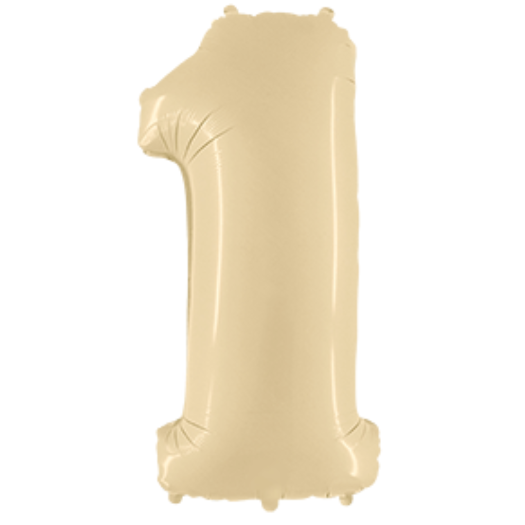 Balon številka - 1, Satin Cream (bež), 102 cm