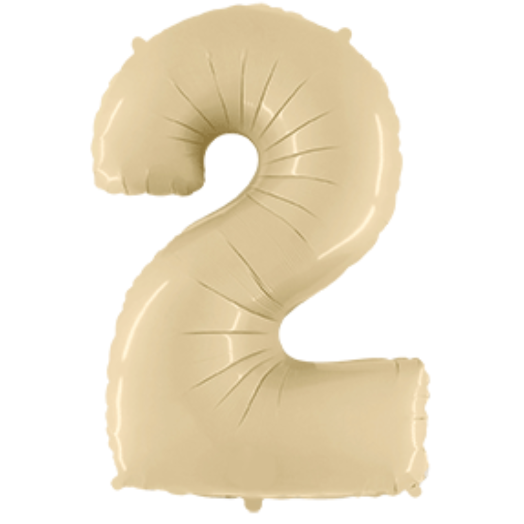 Balon številka - 2, Satin Cream (bež), 102 cm