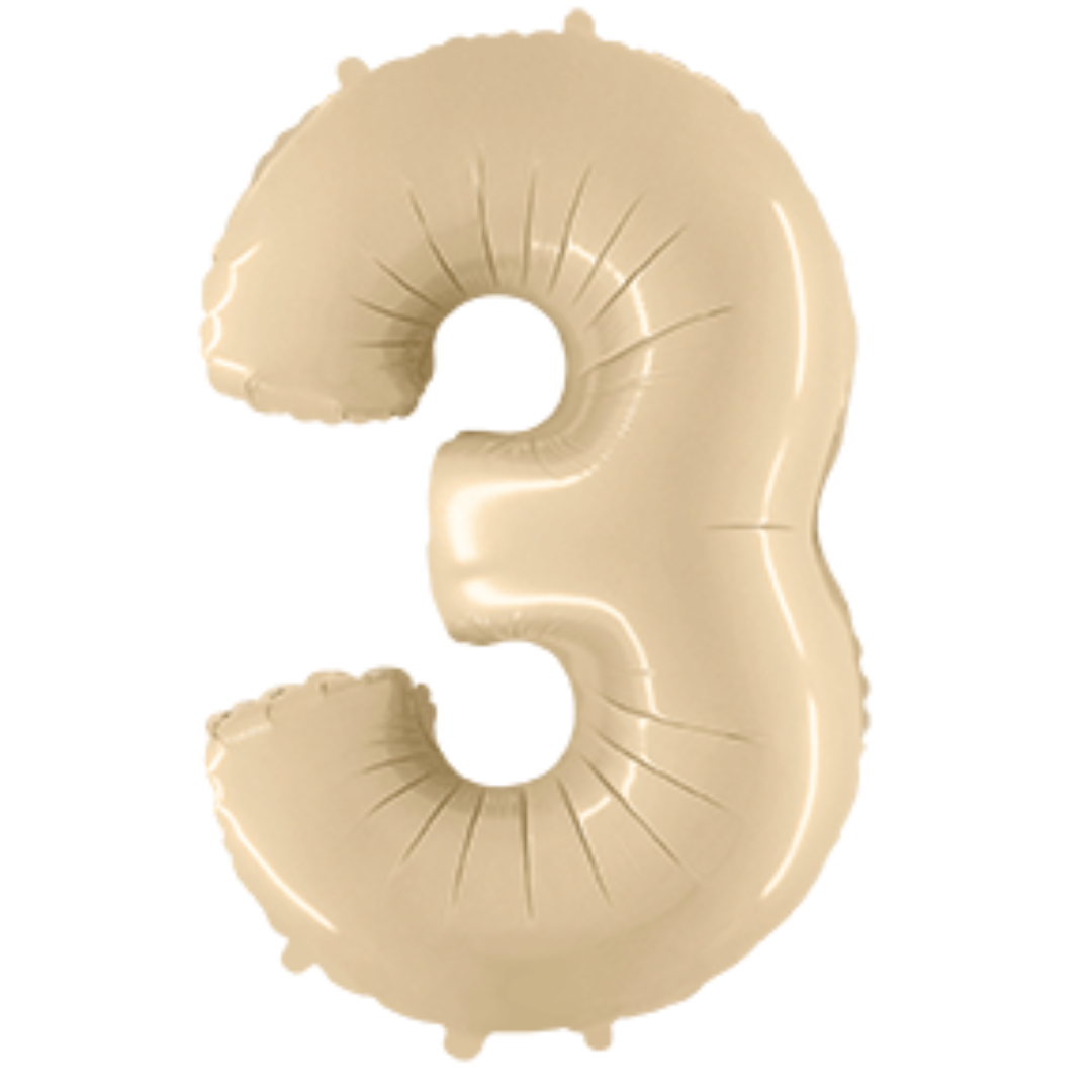 Balon številka - 3, Satin Cream (bež), 102 cm