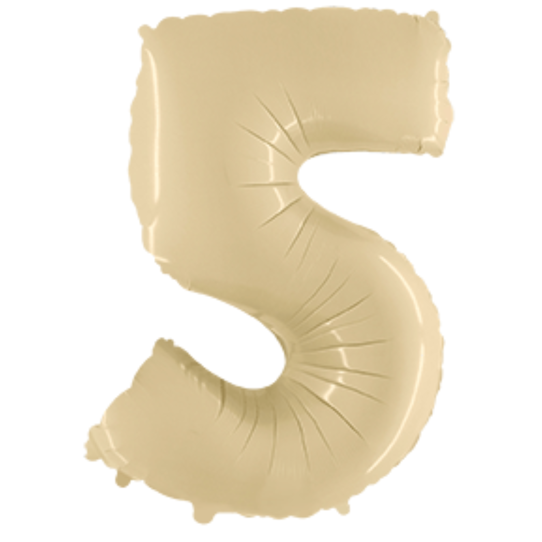 Balon številka - 5, Satin Cream (bež), 102 cm