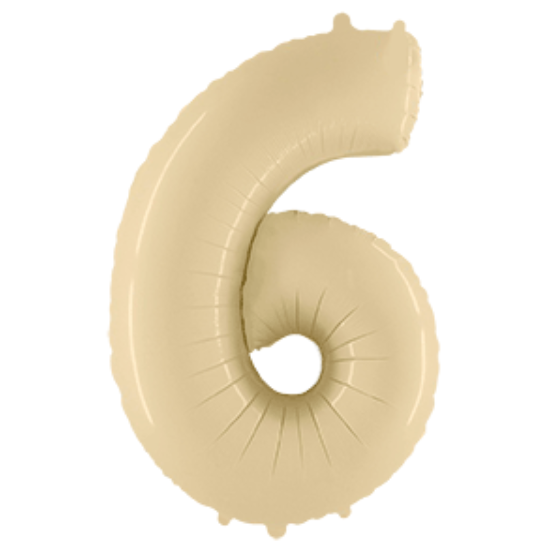 Balon številka - 6, Satin Cream (bež), 102 cm
