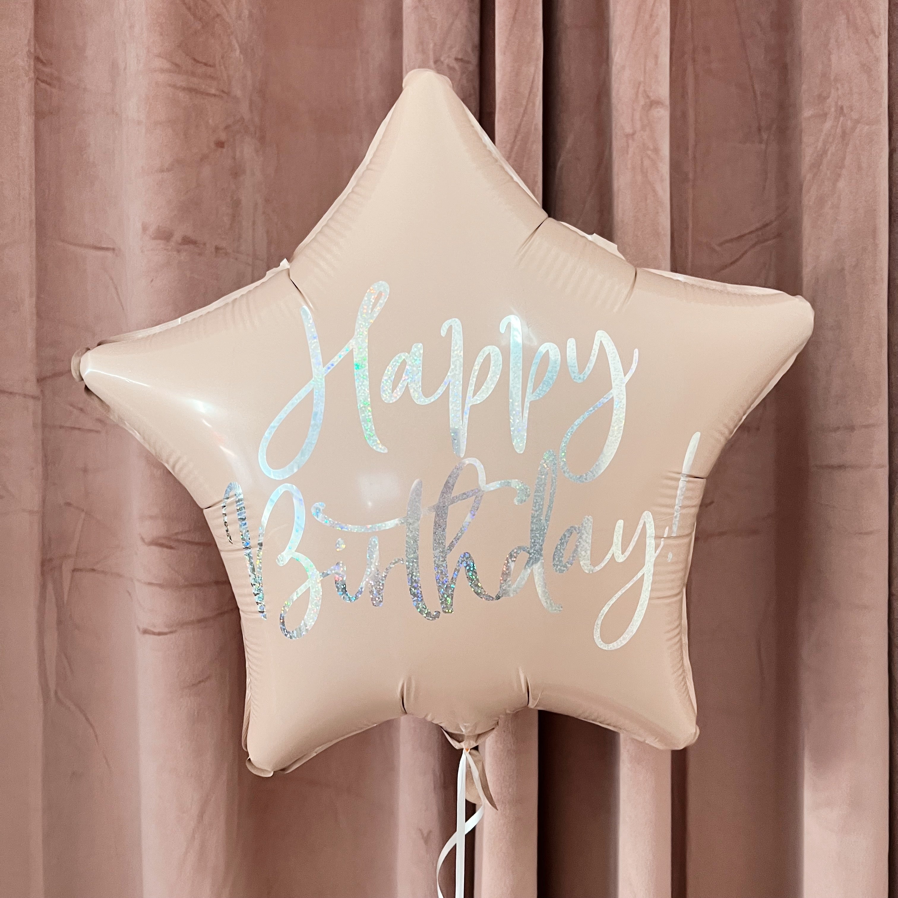 Balon folija Zvezda - Happy birthday, powder pink