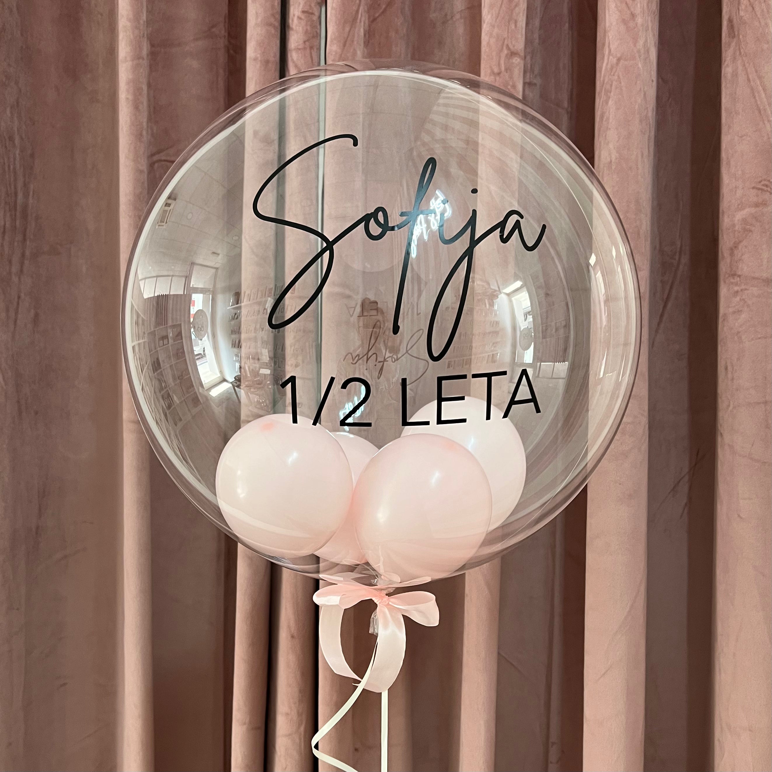Helij Bubble balon - Napis po naročilu