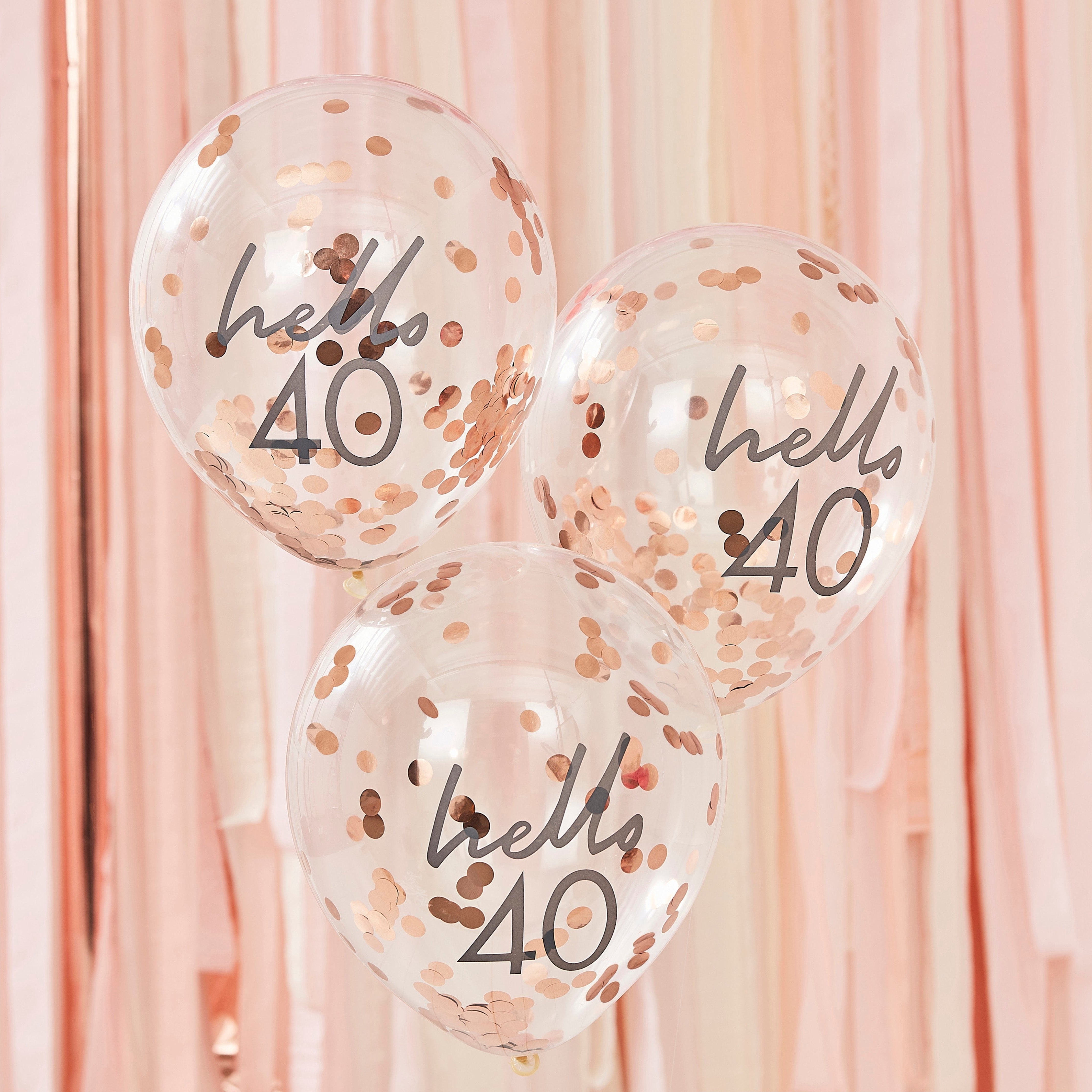 Baloni s konfeti Ginger Ray - Hello 40, rose gold
