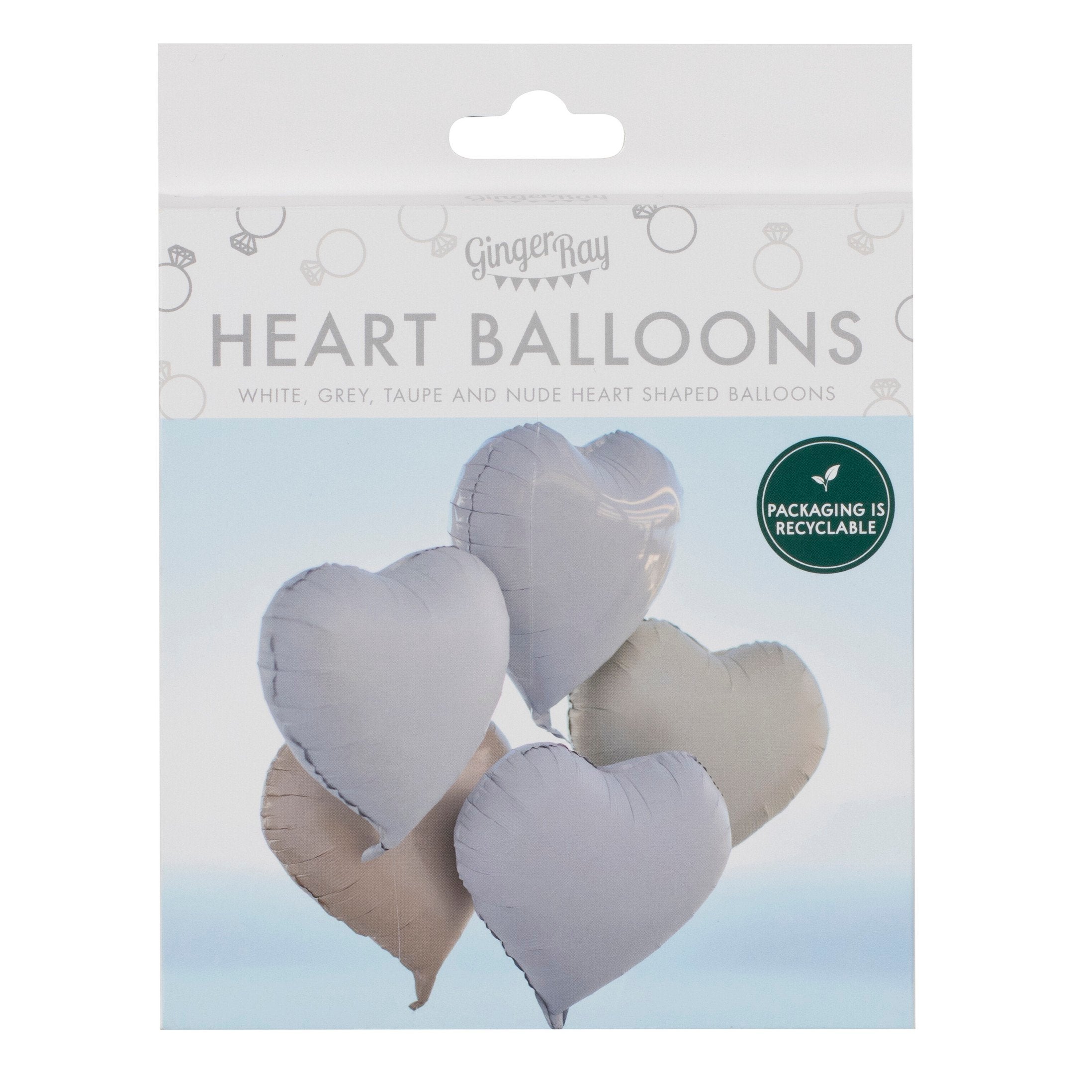 Paket balonov Ginger Ray - Hearts neutral