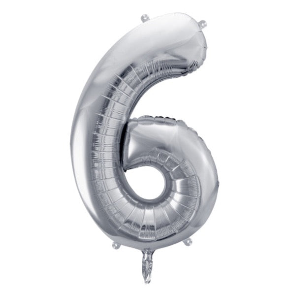 balon številka 6 srebrna