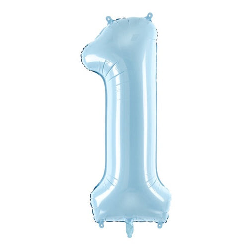 Pastelno moder balon v obliki števila