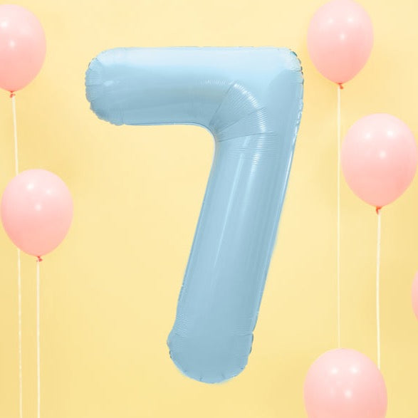balon v obliki števila, pastelno moder