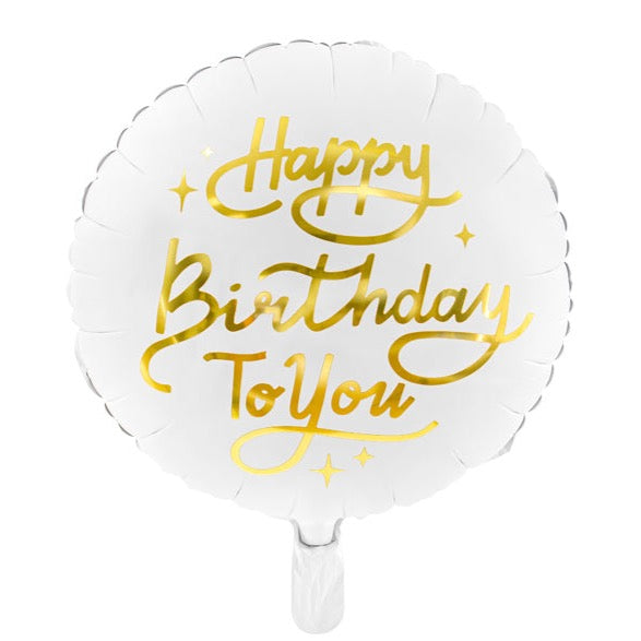 Folija balon z napisom Happy Birthday To You, bele barve, helij balon