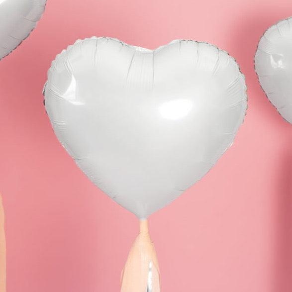 Balon folija - Srček, bel 45 cm