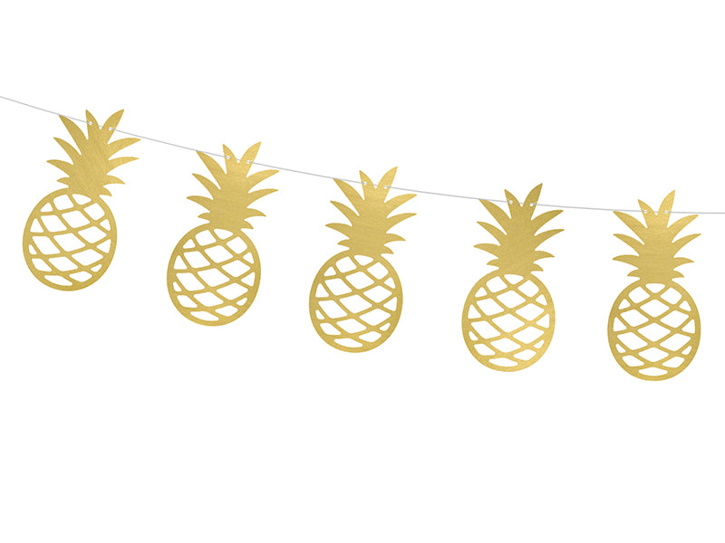 Girlanda ananas, zlate barve. Dekoracija za najboljšo tropsko zabavo.