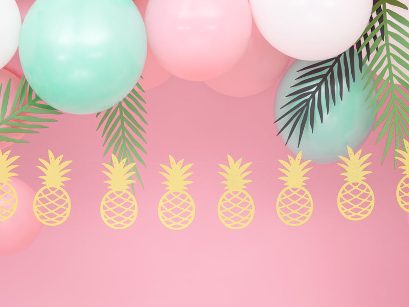 Girlanda ananas, zlate barve. Dekoracija za najboljšo tropsko zabavo. 