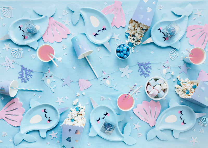 Papirnati kozarčki z morskim motivom, z motivom školjk in morskih zvezd, Dekoracija za zabavo