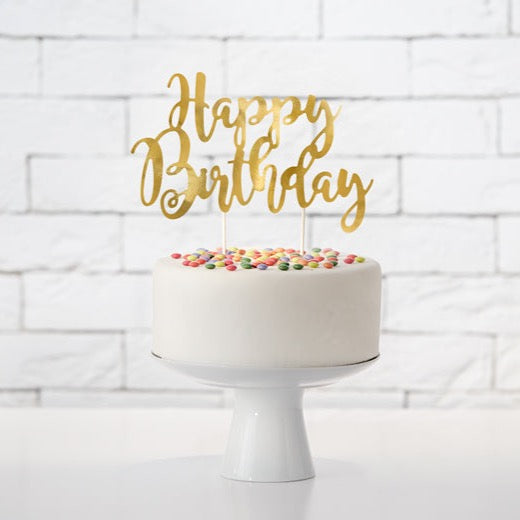 Cake topper Happy Birthday, zlat
